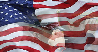U.S. Flag and veteran's salute